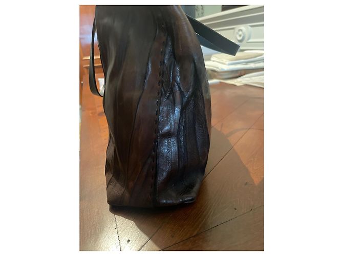 Borsa a mano Henry Béguelin Milos Marrone e Blu Scuro Pelliccia Marrone scuro - vista 10
