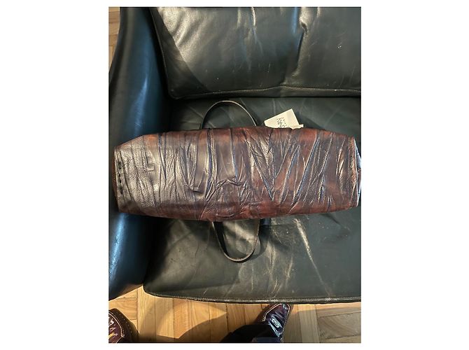 Borsa a mano Henry Béguelin Milos Marrone e Blu Scuro Pelliccia Marrone scuro - vista 12