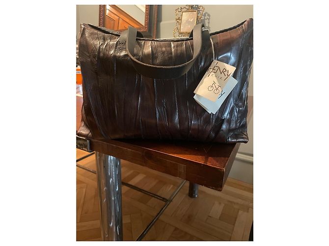 Borsa a mano Henry Béguelin Milos Marrone e Blu Scuro Pelliccia Marrone scuro - vista 2
