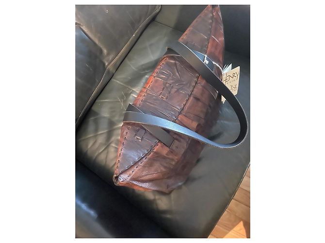 Borsa a mano Henry Béguelin Milos Marrone e Blu Scuro Pelliccia Marrone scuro - vista 3