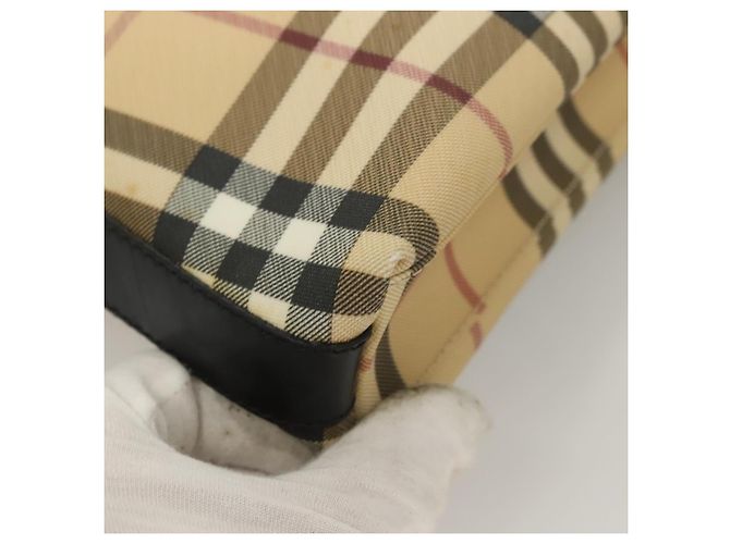 Burberry Borsa a spalla Nova Check in PVC Beige Argento Auth BA3813 - vista 10