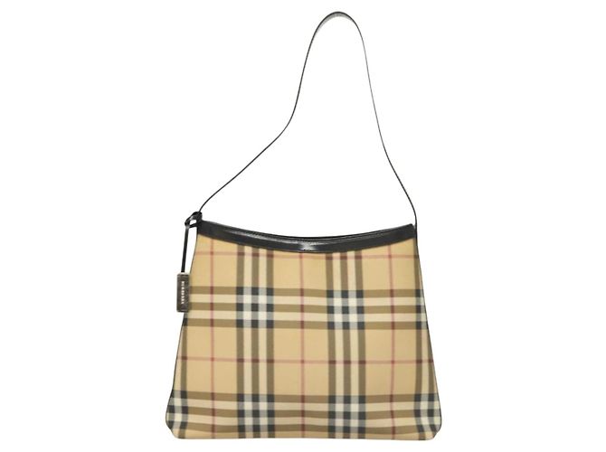 Burberry Borsa a spalla Nova Check in PVC Beige Argento Auth BA3813 - vista 13