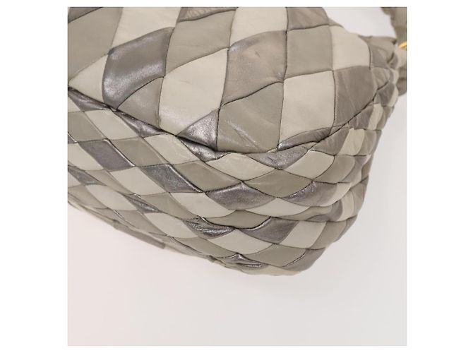 Borsa a Spalla Miu Miu in Pelle 2way Grigia Oro Auth yk18463 Marrone D'oro - vista 10
