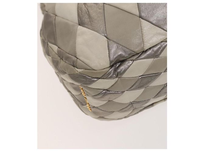 Borsa a Spalla Miu Miu in Pelle 2way Grigia Oro Auth yk18463 Marrone D'oro - vista 14