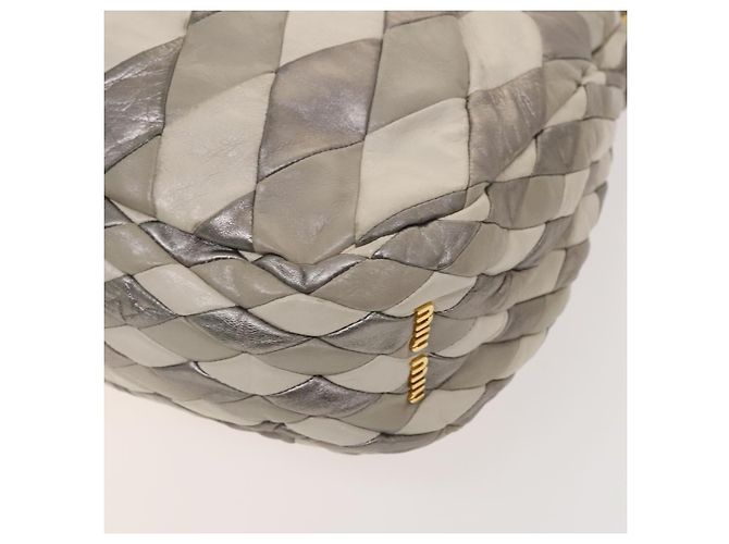 Borsa a Spalla Miu Miu in Pelle 2way Grigia Oro Auth yk18463 Marrone D'oro - vista 15