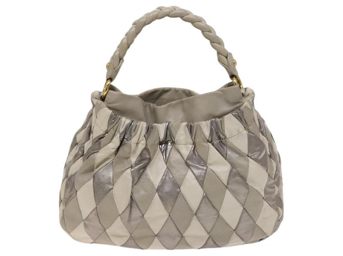 Borsa a Spalla Miu Miu in Pelle 2way Grigia Oro Auth yk18463 Marrone D'oro - vista 2