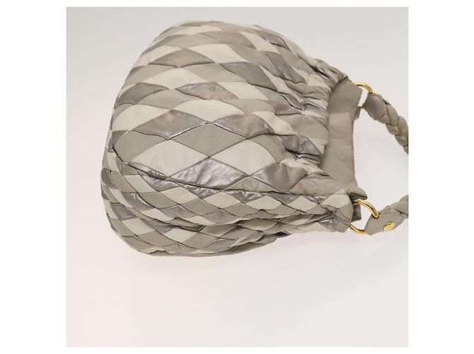 Borsa a Spalla Miu Miu in Pelle 2way Grigia Oro Auth yk18463 Marrone D'oro - vista 3
