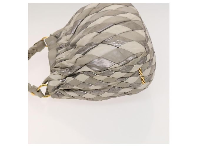 Borsa a Spalla Miu Miu in Pelle 2way Grigia Oro Auth yk18463 Marrone D'oro - vista 5