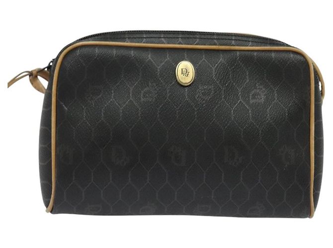 Borsa a spalla in tela a nido d'ape PVC nera Auth BA3916 Christian Dior Nero - vista 13