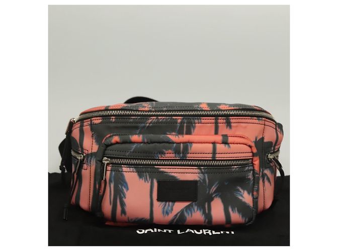 Borsa a tracolla in nylon rosa argento SAINT LAURENT Auth bs27374 - vista 12