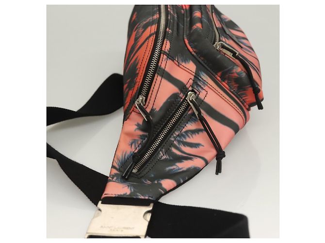Borsa a tracolla in nylon rosa argento SAINT LAURENT Auth bs27374 - vista 4