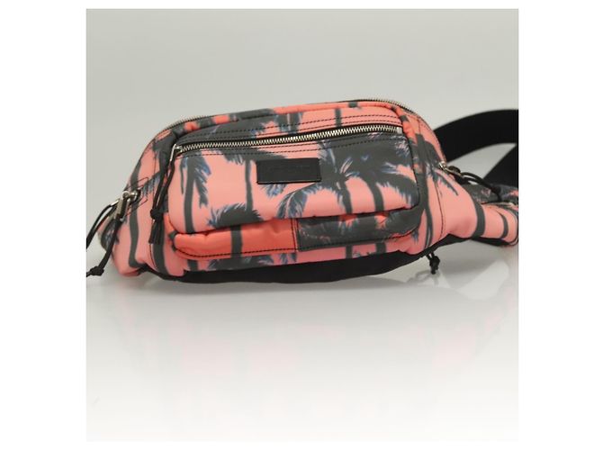 Borsa a tracolla in nylon rosa argento SAINT LAURENT Auth bs27374 - vista 5