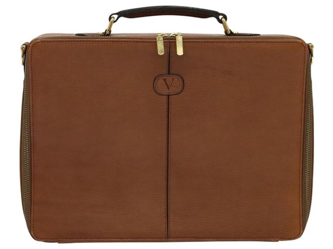 VALENTINO Borsa a mano in pelle 2 in 1 Marrone Oro Auth bs27369 D'oro - vista 13