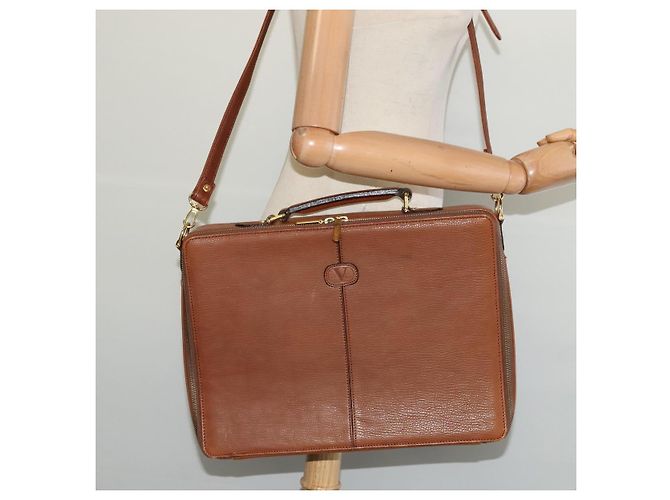 VALENTINO Borsa a mano in pelle 2 in 1 Marrone Oro Auth bs27369 D'oro - vista 24