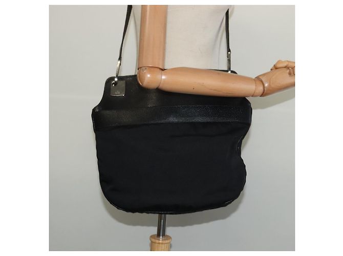 Borsa a Spalla GUCCI in Nylon Pelle Nera Argento 001 3307 Auth bs27066 Nero - vista 20