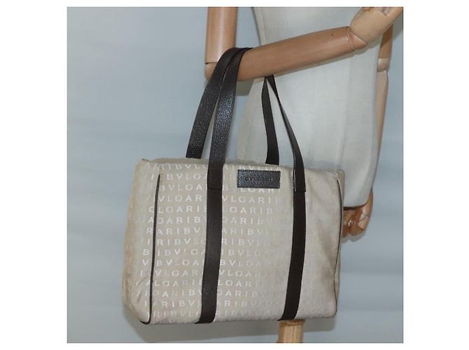 Bulgari BVLGARI Logo Mania Tote Bag aus Canvas Beige Auth BA3987 - Ansicht 19