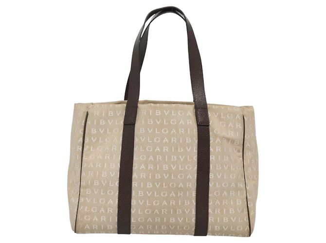 Bulgari BVLGARI Logo Mania Tote Bag aus Canvas Beige Auth BA3987 - Ansicht 2