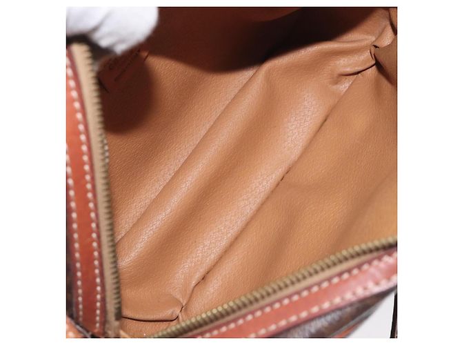 Céline Borsa a Spalla in Tela Macadam CELINE in Pelle PVC Marrone Oro Auth 128661 D'oro - vista 10