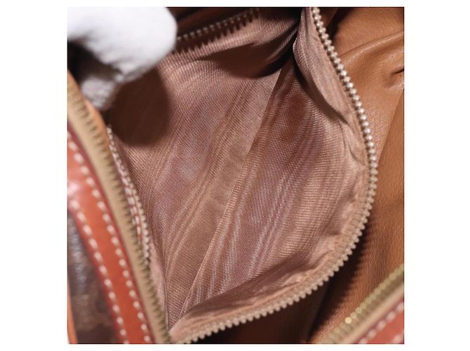 Céline Borsa a Spalla in Tela Macadam CELINE in Pelle PVC Marrone Oro Auth 128661 D'oro - vista 11