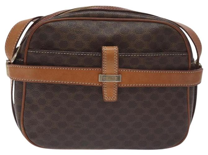 Céline Borsa a Spalla in Tela Macadam CELINE in Pelle PVC Marrone Oro Auth 128661 D'oro - vista 13
