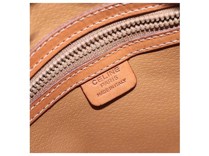 Céline Borsa a Spalla in Tela Macadam CELINE in Pelle PVC Marrone Oro Auth 128661 D'oro - vista 19