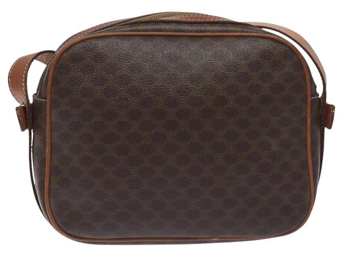 Céline Borsa a Spalla in Tela Macadam CELINE in Pelle PVC Marrone Oro Auth 128661 D'oro - vista 2