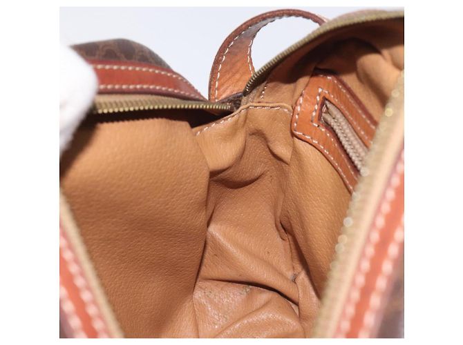 Céline Borsa a Spalla in Tela Macadam CELINE in Pelle PVC Marrone Oro Auth 128661 D'oro - vista 21