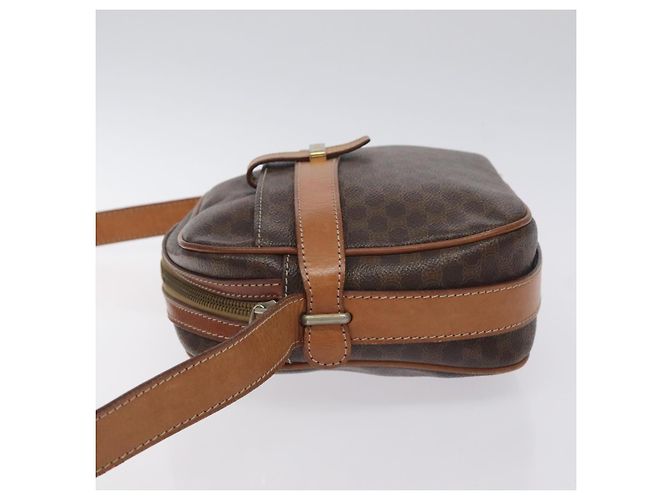Céline Borsa a Spalla in Tela Macadam CELINE in Pelle PVC Marrone Oro Auth 128661 D'oro - vista 4