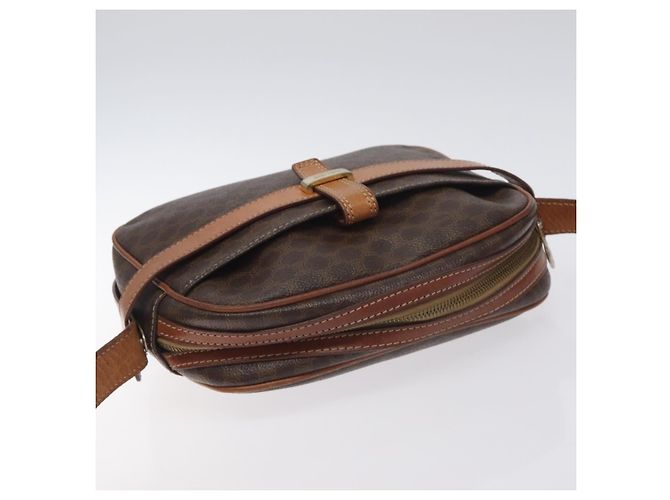 Céline Borsa a Spalla in Tela Macadam CELINE in Pelle PVC Marrone Oro Auth 128661 D'oro - vista 6