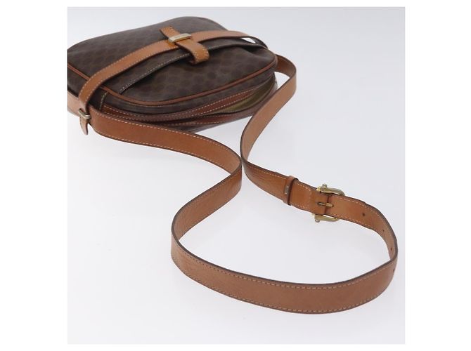Céline Borsa a Spalla in Tela Macadam CELINE in Pelle PVC Marrone Oro Auth 128661 D'oro - vista 7
