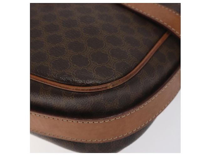 Céline Borsa a Spalla in Tela Macadam CELINE in Pelle PVC Marrone Oro Auth 128661 D'oro - vista 8