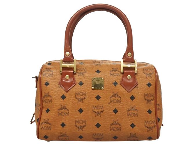Borsa MCM Logogram Vicetos in pelle PVC marrone e oro Auth th6169 D'oro - vista 13