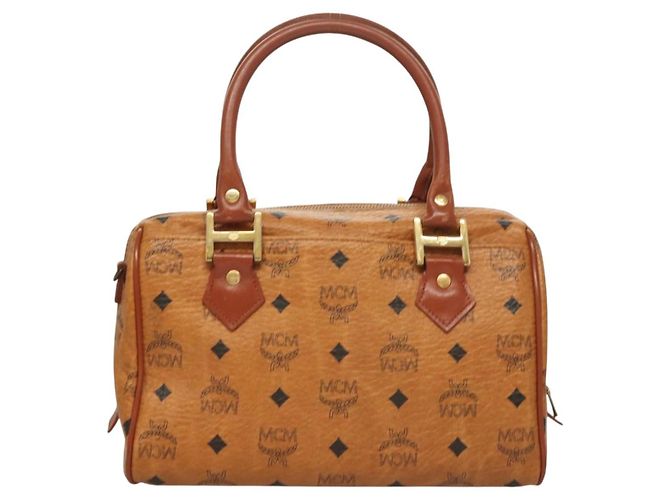 Borsa MCM Logogram Vicetos in pelle PVC marrone e oro Auth th6169 D'oro - vista 2