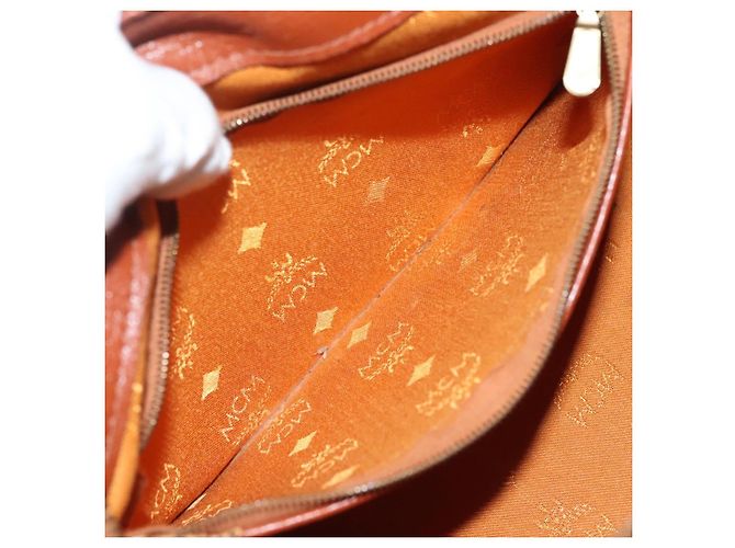 Borsa MCM Logogram Vicetos in pelle PVC marrone e oro Auth th6169 D'oro - vista 21