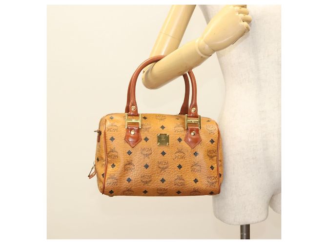 Borsa MCM Logogram Vicetos in pelle PVC marrone e oro Auth th6169 D'oro - vista 22
