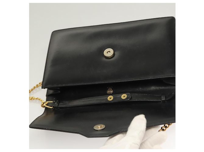 Borsa a spalla in pelle Gucci catena nera oro Auth ep9431 Nero D'oro - vista 10