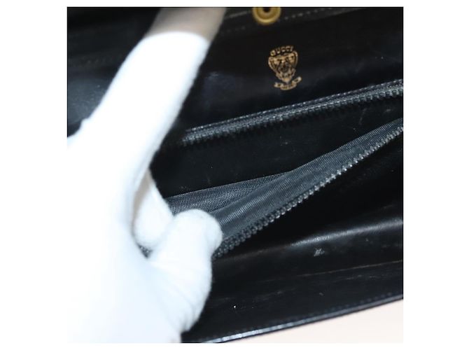 Borsa a spalla in pelle Gucci catena nera oro Auth ep9431 Nero D'oro - vista 12