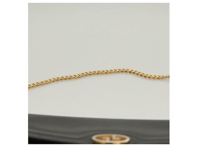 Borsa a spalla in pelle Gucci catena nera oro Auth ep9431 Nero D'oro - vista 14