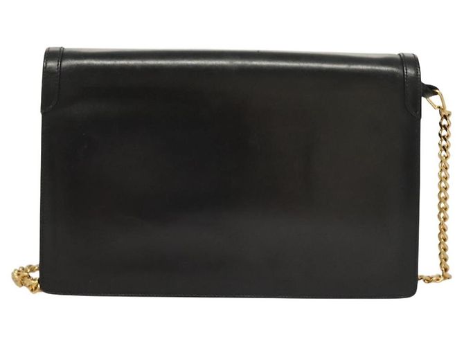 Borsa a spalla in pelle Gucci catena nera oro Auth ep9431 Nero D'oro - vista 2