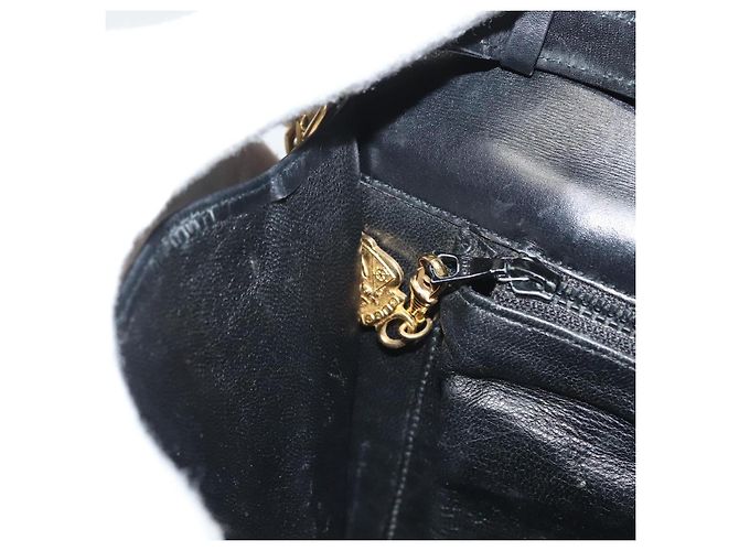 Borsa a spalla in pelle Gucci catena nera oro Auth ep9431 Nero D'oro - vista 21