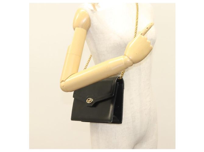 Borsa a spalla in pelle Gucci catena nera oro Auth ep9431 Nero D'oro - vista 22