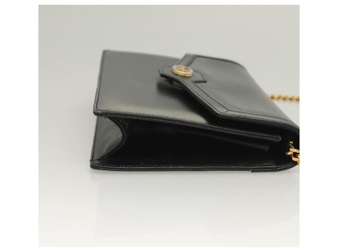 Borsa a spalla in pelle Gucci catena nera oro Auth ep9431 Nero D'oro - vista 3