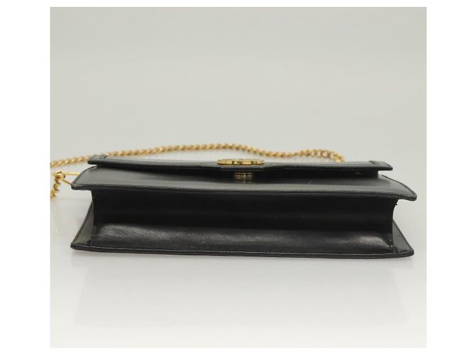 Borsa a spalla in pelle Gucci catena nera oro Auth ep9431 Nero D'oro - vista 5
