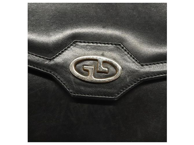 Borsa a spalla in pelle Gucci catena nera oro Auth ep9431 Nero D'oro - vista 9