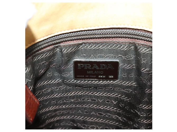 Prada Bolsa de Ombro de Couro Bege Auth 129420 - vista 17