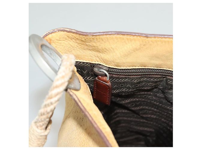 Prada Bolsa de Ombro de Couro Bege Auth 129420 - vista 20