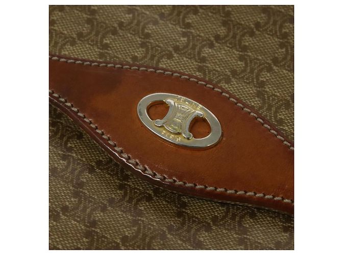 Céline Borsa a Spalla in Tela Macadam CELINE Beige Oro Auth 127903 D'oro - vista 18