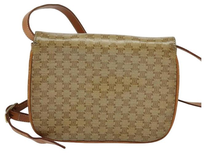 Céline Borsa a Spalla in Tela Macadam CELINE Beige Oro Auth 127903 D'oro - vista 2