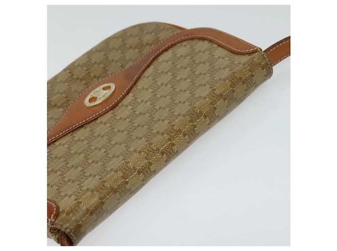 Céline Borsa a Spalla in Tela Macadam CELINE Beige Oro Auth 127903 D'oro - vista 6