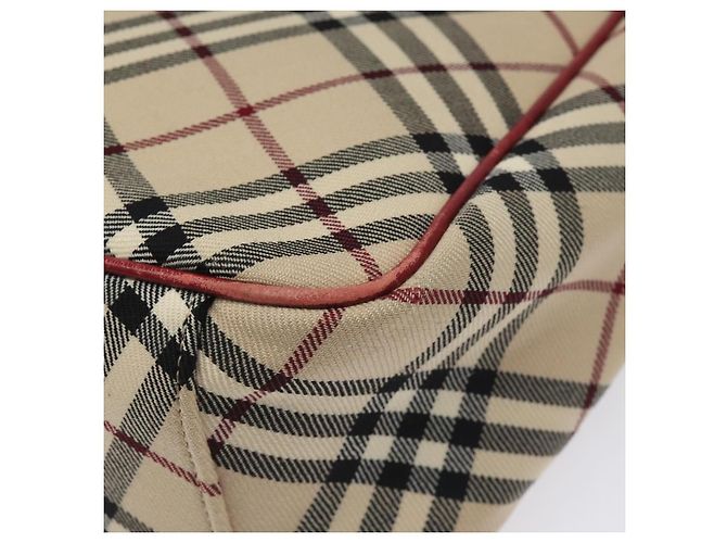 Burberry Nova Check blaue Label Tragetasche aus Canvas Beige Silber Authentisch BA3843 - Ansicht 15